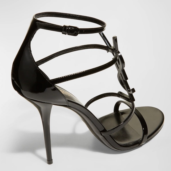 Saint Laurent 100mm Opyum YSL Patent Leather Sandals with Black Hardware 38 - Picture 5 of 9